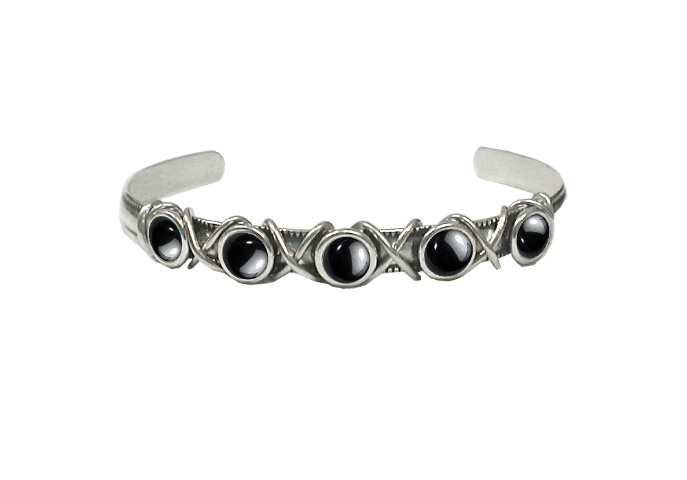 Sterling Silver Cuff Bracelet With Hematite